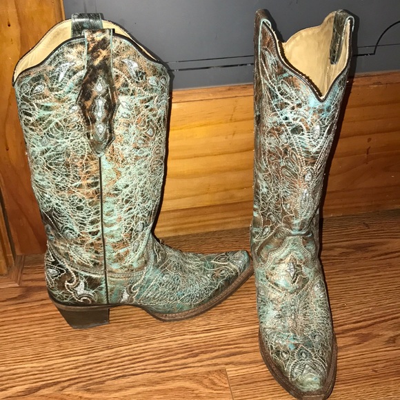 Corral Women's Turquoise Cowgirl Boots - Snip Toe - Picture 3 of 5